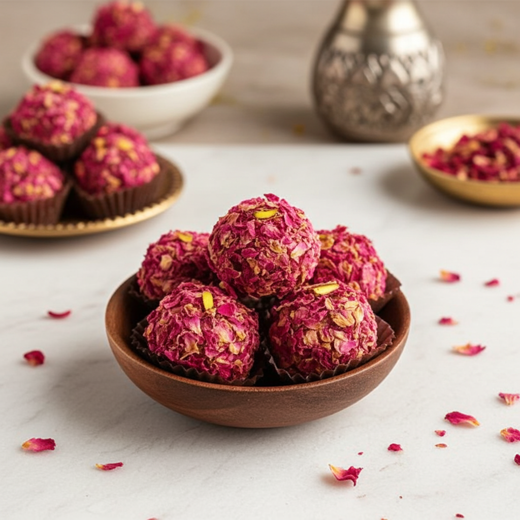 Kaju Rose Petal Laddu (400 g) - Sri Ganga Vilas traditional sweets & snacks
